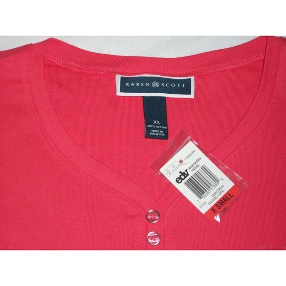 Macy's Karen Scott Henley Woman's Coral Short XS - Picture 3 of 12
